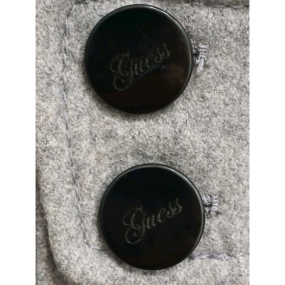 Guess Wool Pea Coat Womens Sz S Gray Double Breasted Large Lapel Collar Preppy - Picture 11 of 16